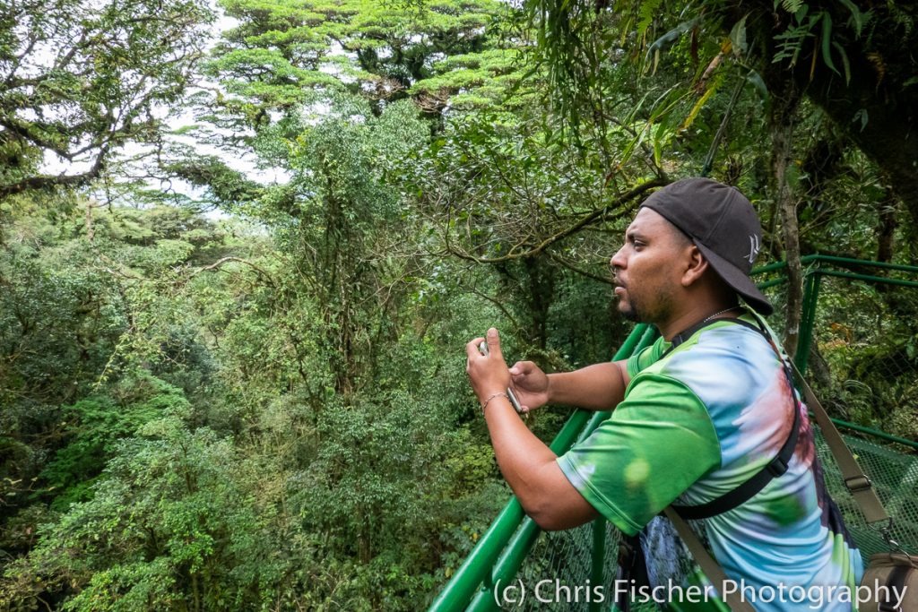 "Chambita" Romero on the Hanging Bridges Trail at Las Heliconias Rainforest Lodge, Bijagua, Costa Rica